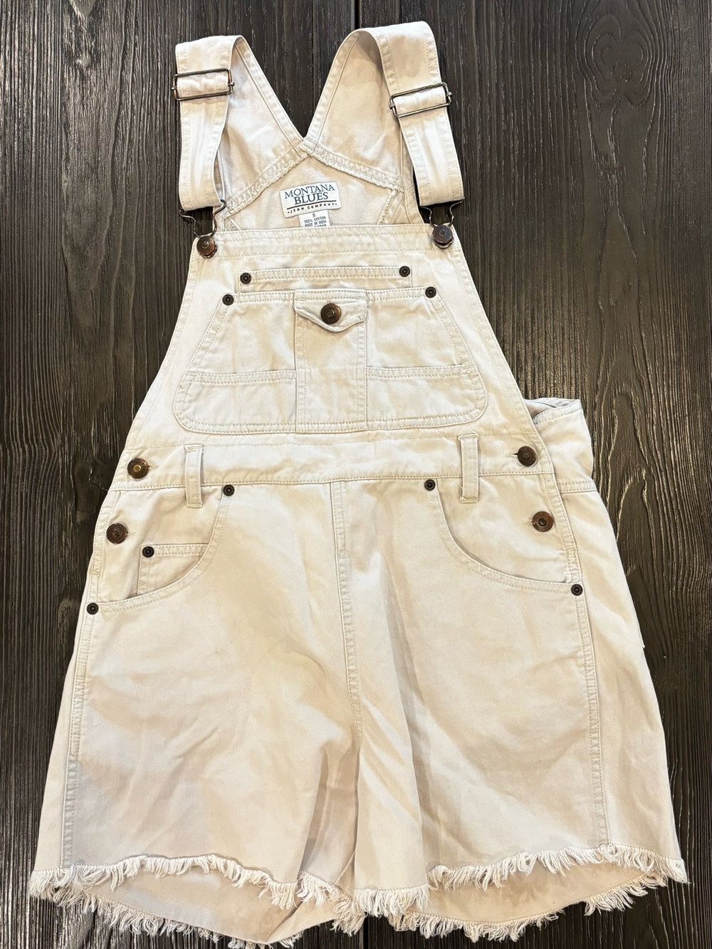 Montana Blues Women's Cream Denim Short Overalls